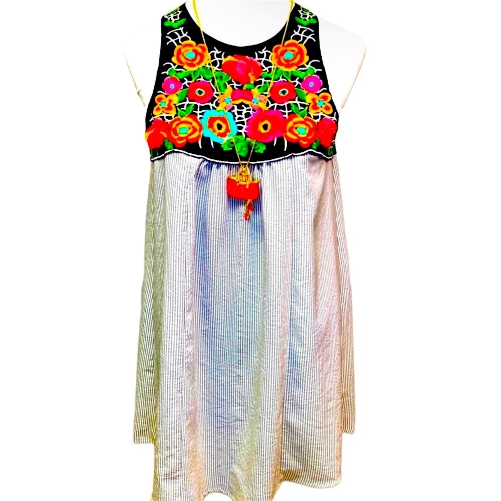 Altar’d State Embroidered Striped Lace Dress